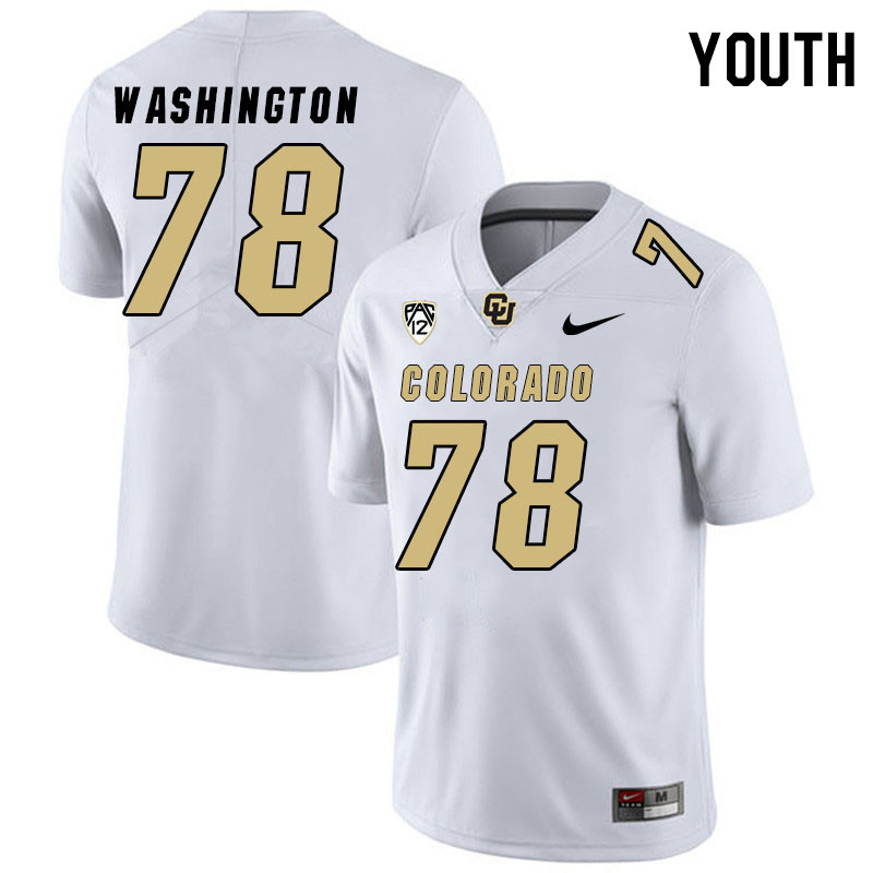 Youth #78 Savion Washington Colorado Buffaloes College Football Jerseys Stitched Sale-White - Click Image to Close